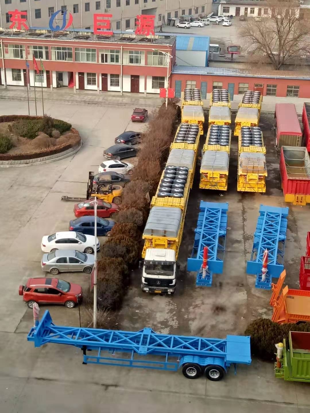Truck Trailer 3 axles flatbed semi-trailer platform 40ft 48ft for container transport