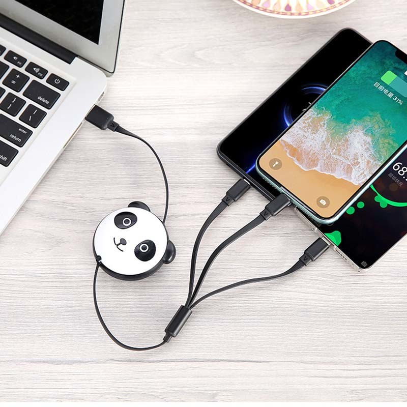 TPE ABS 3A Max Length 1.2m Retractable USB Cord 3 In 1 Gadgets Gift