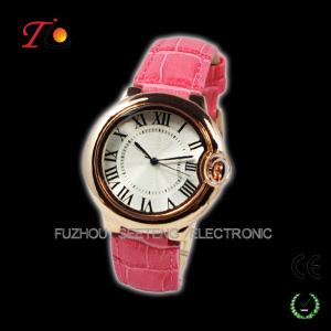 China colorful leather band and unique design golden case for ladies watch wholesale