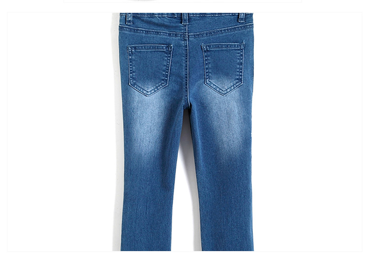 Embroidery Kids Jeans Pant Light Blue , Children Girls Denim Pants Breathable