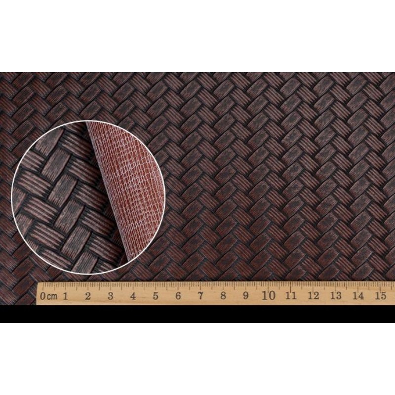0.6mm Embossed Packaging Leather Faux Knitted PVC Leather Big Mat Weave