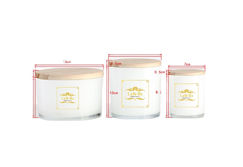 Bamboo and Wood Cover Frosted Transparent Candle Jar for Creative Home Decoration
