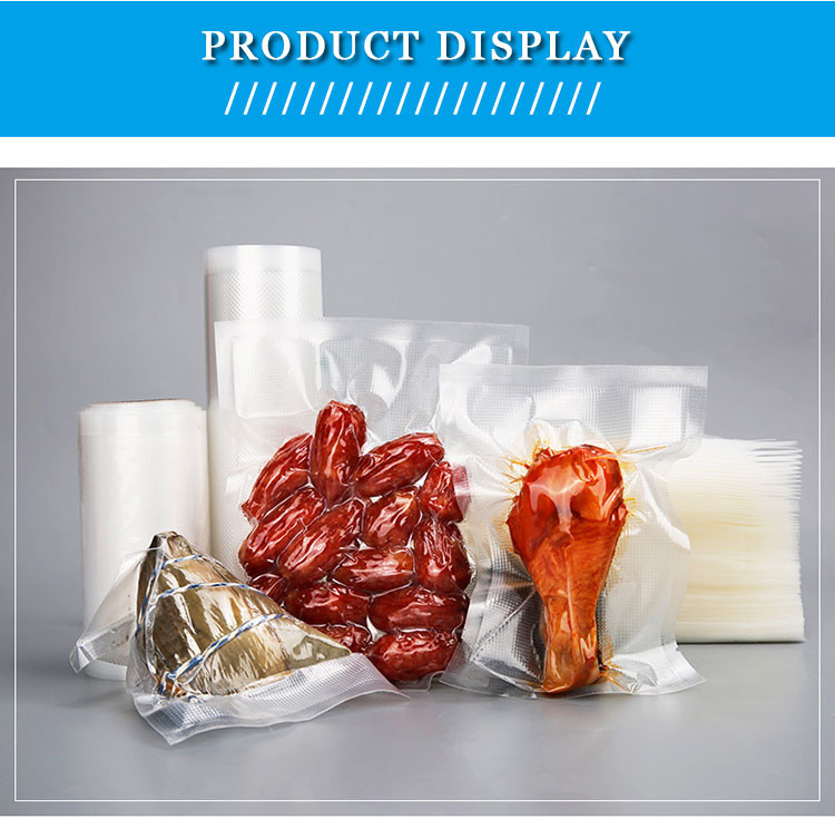Storage Vacuum Plastic Bag For Food Three Sides Seal Transparent Nylon Lamination