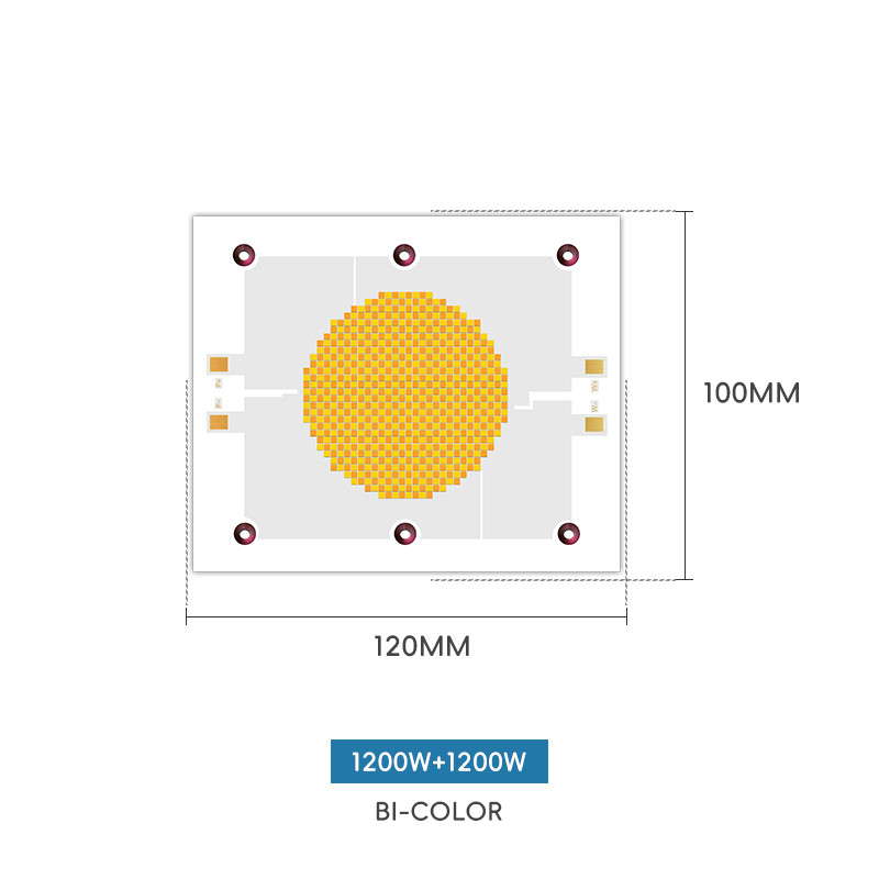 2400W COB Bi-Color 2700K 6500K CCT High Power 1200W+1200W COB 120mm*100mm LED Chip Module CRI 95+ for Photography Lighting
