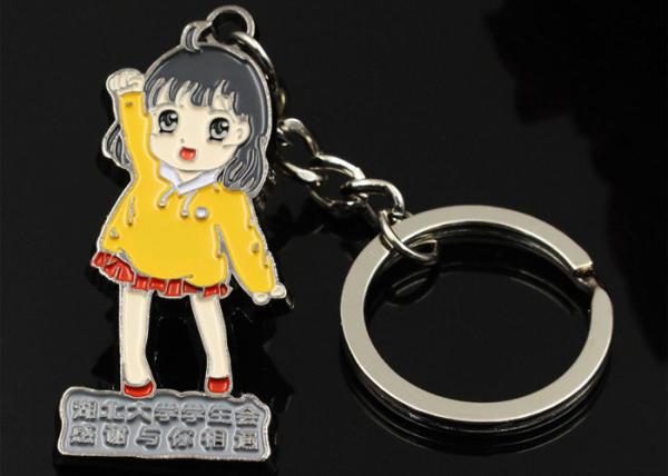 Metal alloy paint key chain cartoon logo girls key chain advertising Yiwu