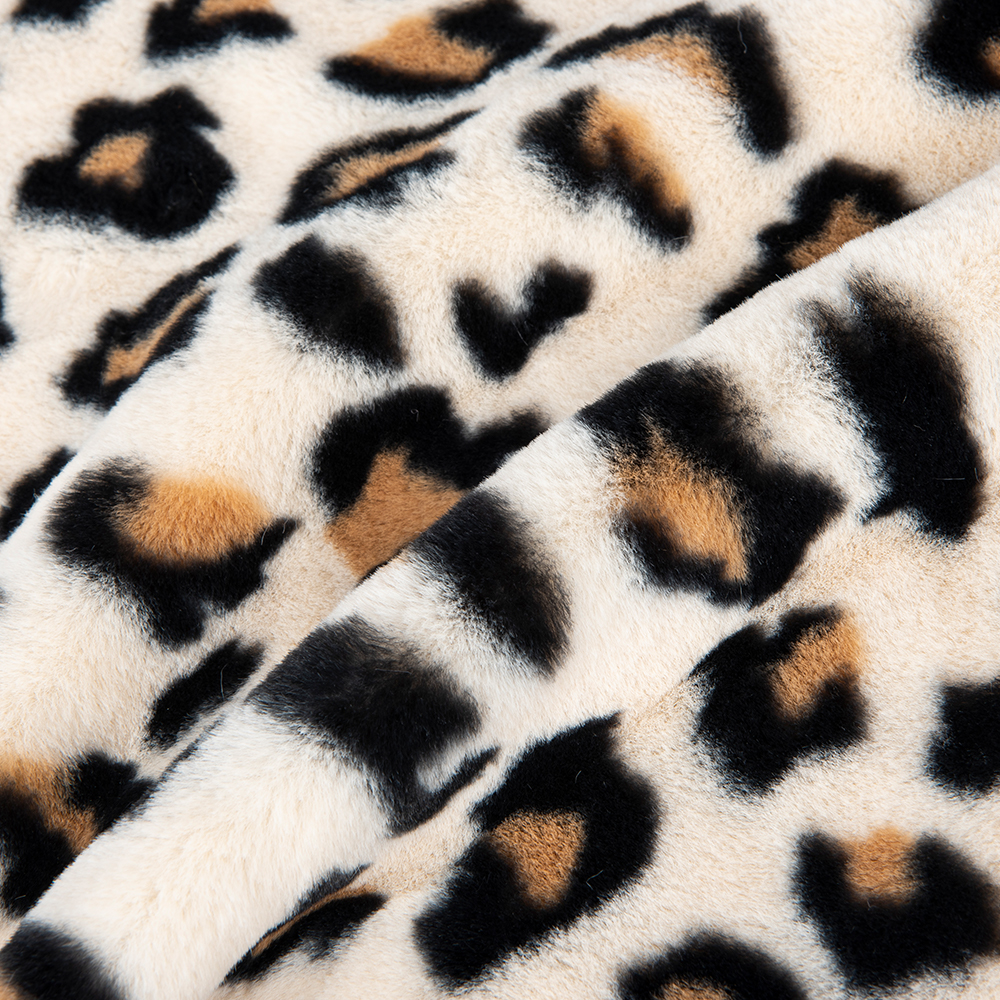 Customized Printed Faux Rabbit Fur Fabric for Garment 100% Polyester Plush Wind Proof