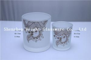 China Frosted Design Glass Candle Holder With Gold Logo wholesale