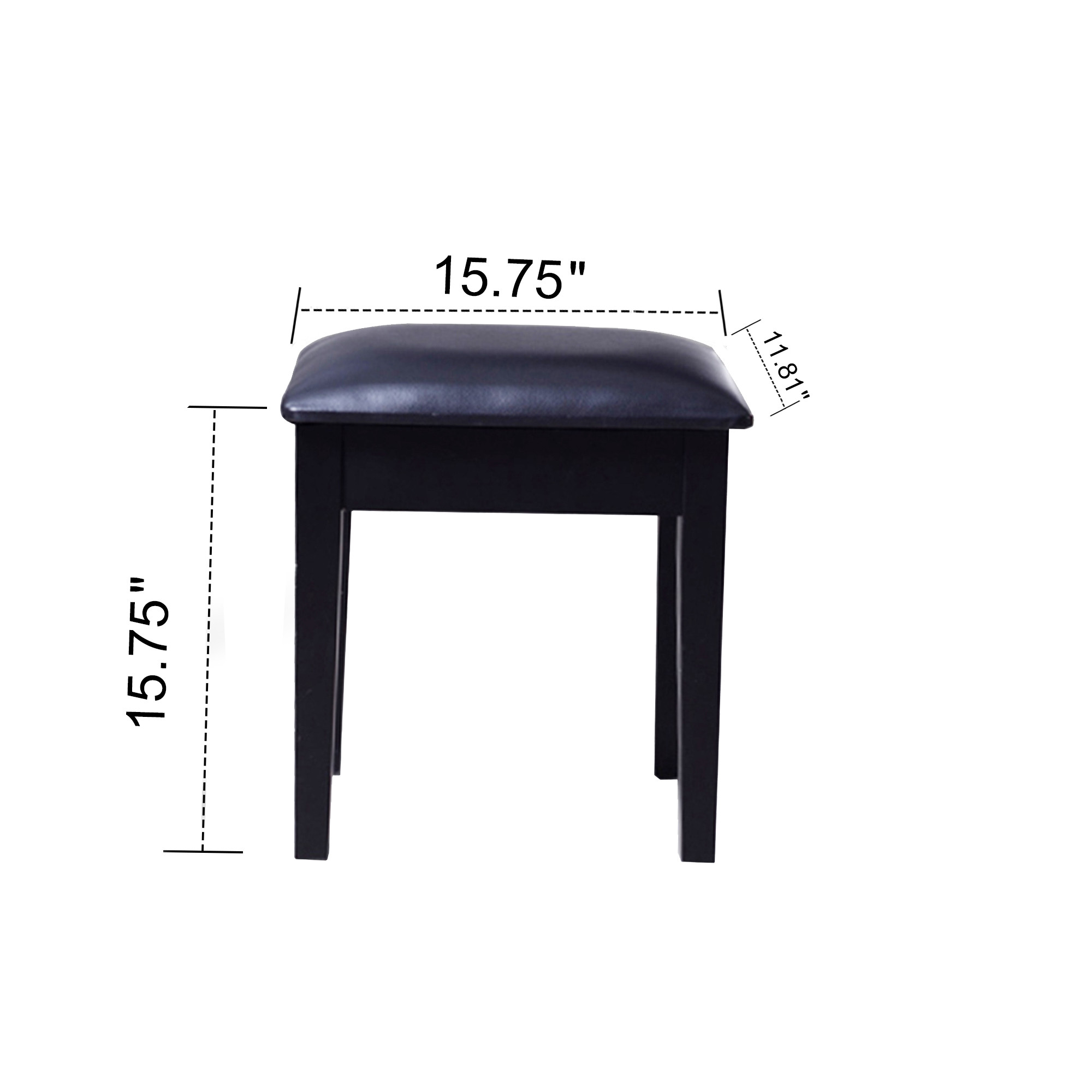 Painting MDF Makeup Vanity Bench Soft Sponge PU Padded Chair Anti Slip
