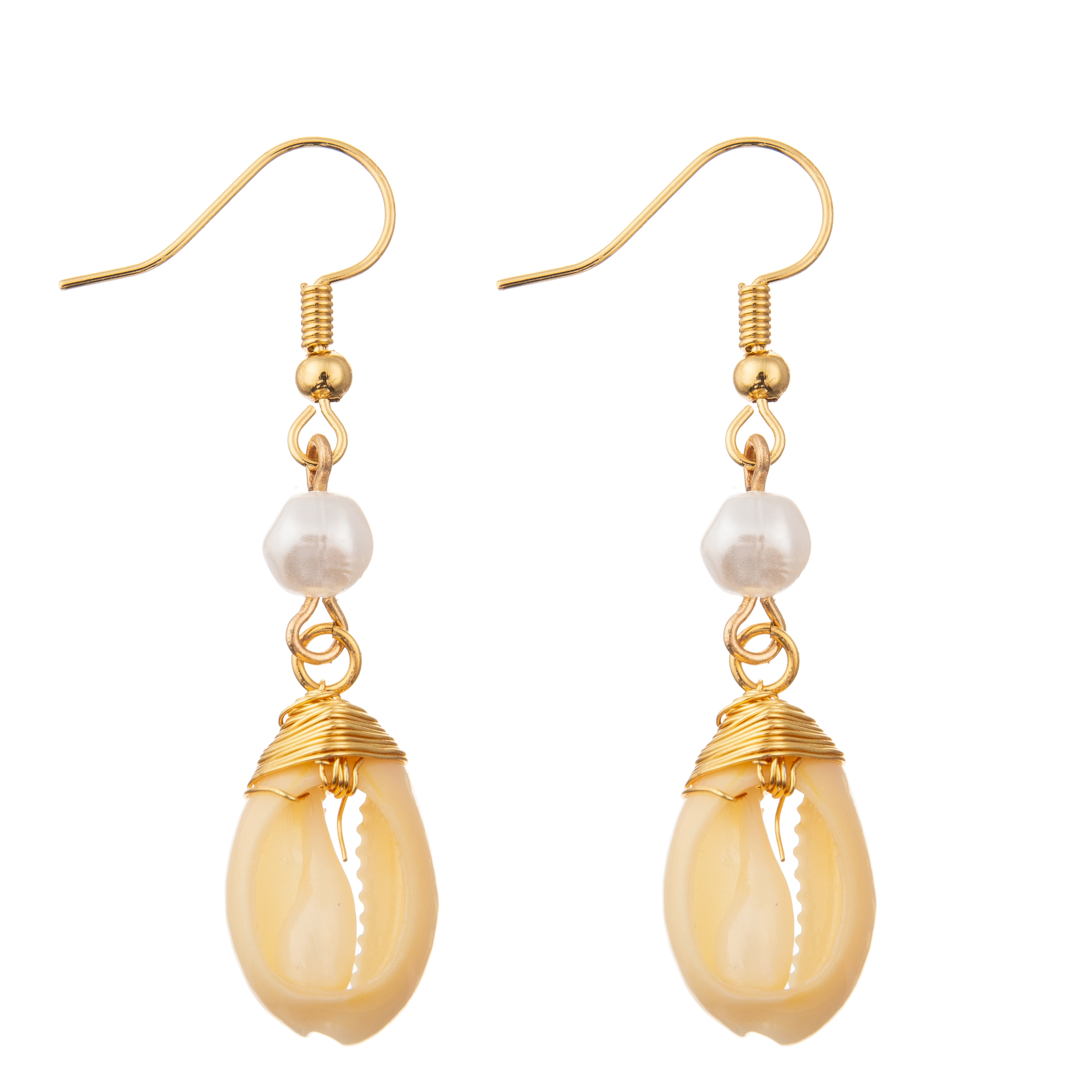 Rice Beads Dangle Tassel Earrings Round Pearl Shell Enamel Hoop Earrings For Women