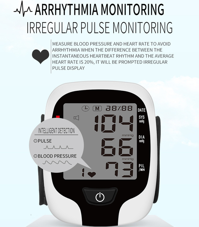 Home Wrist Electronic Blood Pressure Monitor 0-280mmHG With LCD Large Screen Display