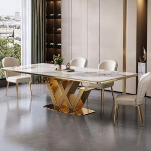 China Stainless Steel Marble Hotel Square Dining Room Table SEDIA Furniture wholesale