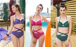 China Stretchy Mermaid Two Piece Bathing Suit Breathable Adjustable Halter Straps wholesale