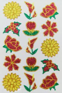 China Japan Style Shinning Glitter Flower Stickers , Glitter Foam Shape Stickers wholesale