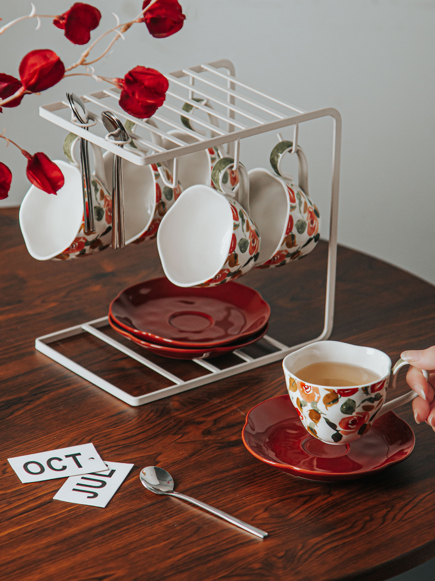 British Classical Fashion Ceramic Espresso Cups And Saucers Perfect For Garden Parties