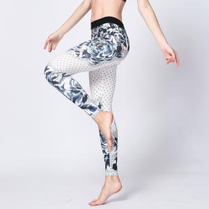 China CPG Global Women's Fitness Legging Sport Running Pants Yoga Flower Print and Black Spots Super Slim HK30 wholesale