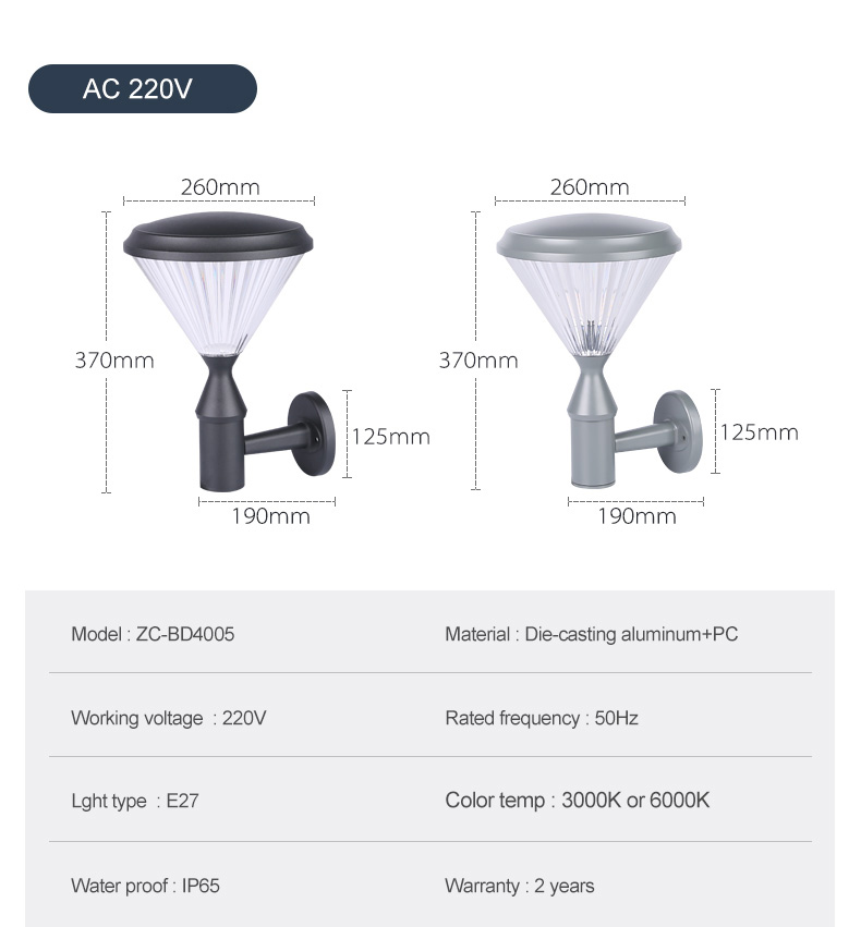 Die Cast Aluminum 20w Wall Mounted Solar Light outdooer wall lamp With 3.2v 8000mAh Battery