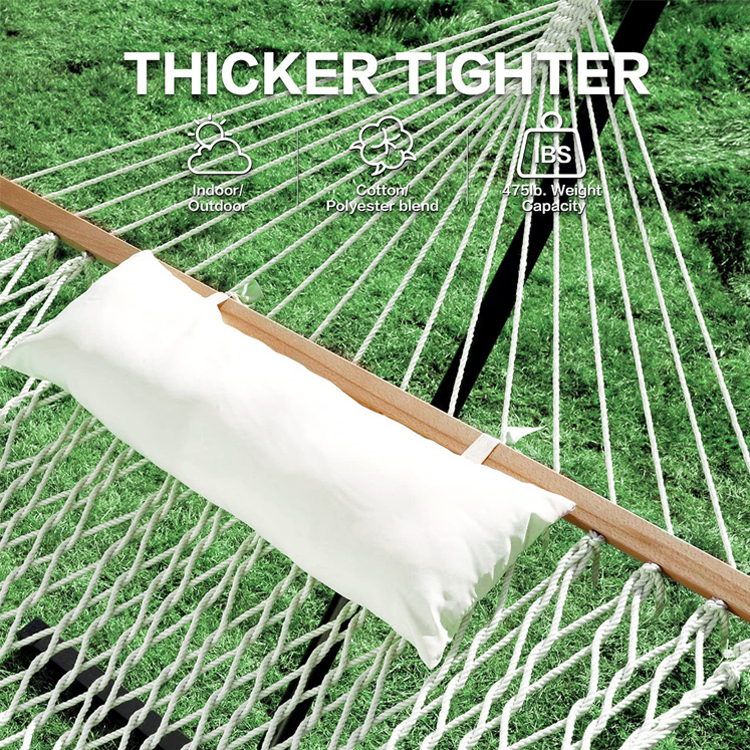 Cozy Portable Folding Cotton Rope Mesh Hammock Bed for Outdoor Indoor Garden Camping
