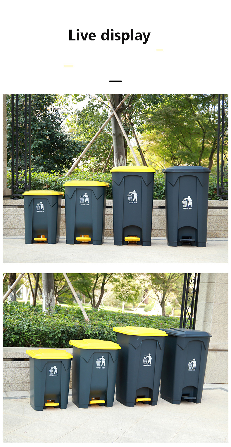 Factory High Quality 13 Gallon Street Garden Double Recycle Trash Can Foot Pedal Dustbin for Outdoor