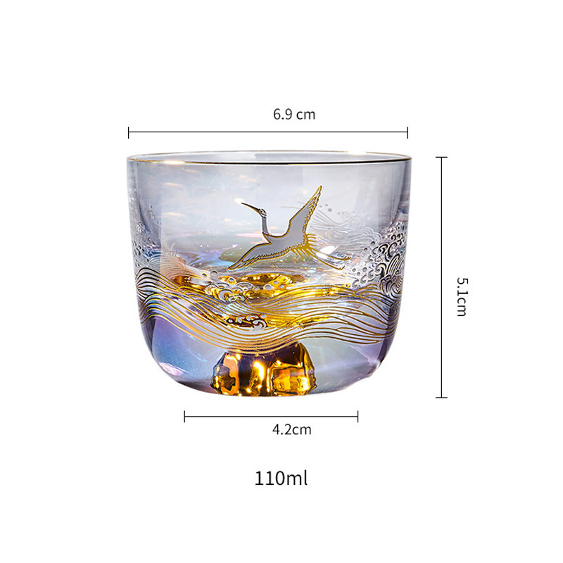 Luxury Delicate Personalized Glass Cup Gilded 110ml