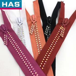 China Custom Colorful Diamond/rhinestone Open-end Plastic Zippers &amp; Accessories wholesale
