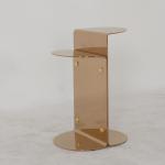 Living Room Round Small Stainless Steel End Table With Bright Gold Shiny Black