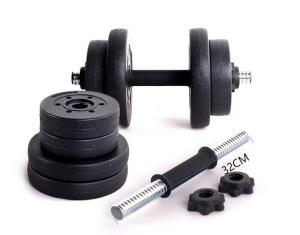China full weight black cement dumbbell set wirh rubber bar collars wholesale
