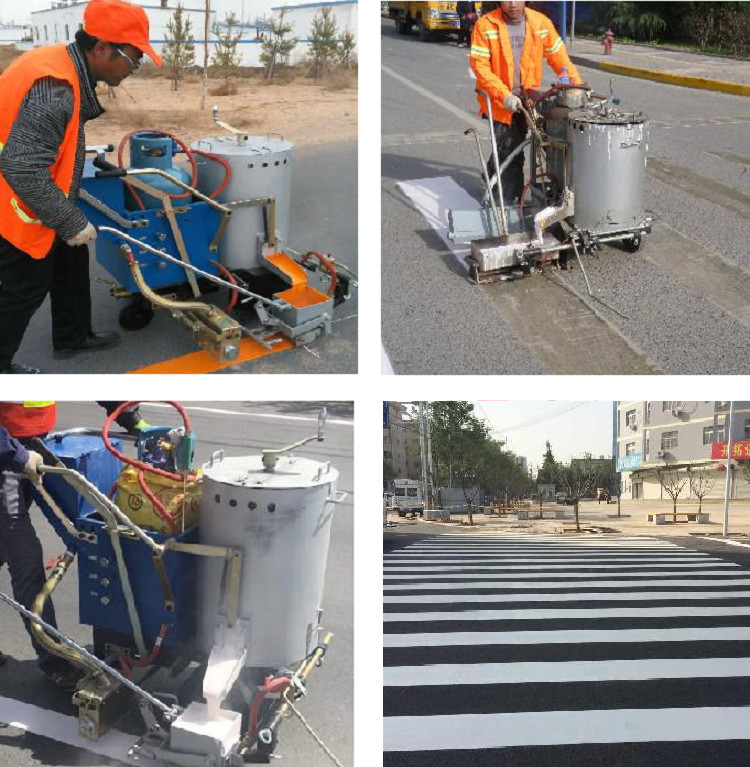 Hand Pushing Thermoplastic Road Line Marking Machine 120kg Tank