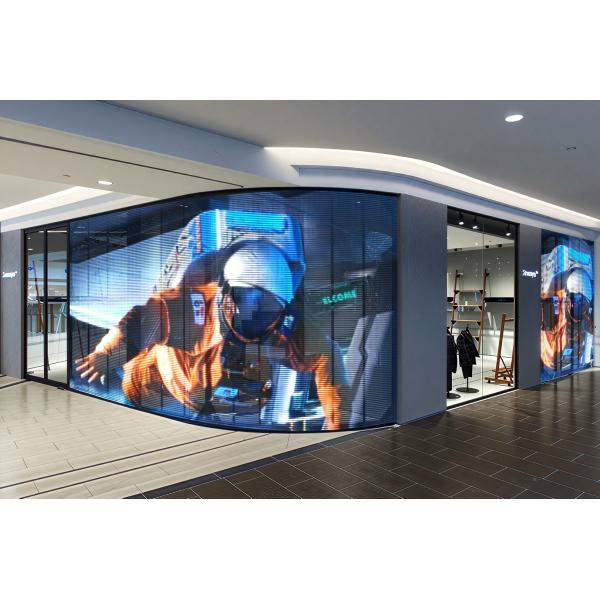 Lecede Shop 1000*500mm Indoor P3.9 1800-2000cd Grille Curtain Glasses Floor Window Advertising Crystal Film Adhesive Transparent Led Display Panel