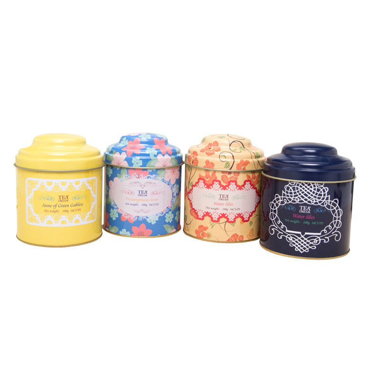 Wholesale Custom Printed Eco Friendly Tea Can Packaging Coffee Metal Empty Sealed Round Double Lid Tea Tin