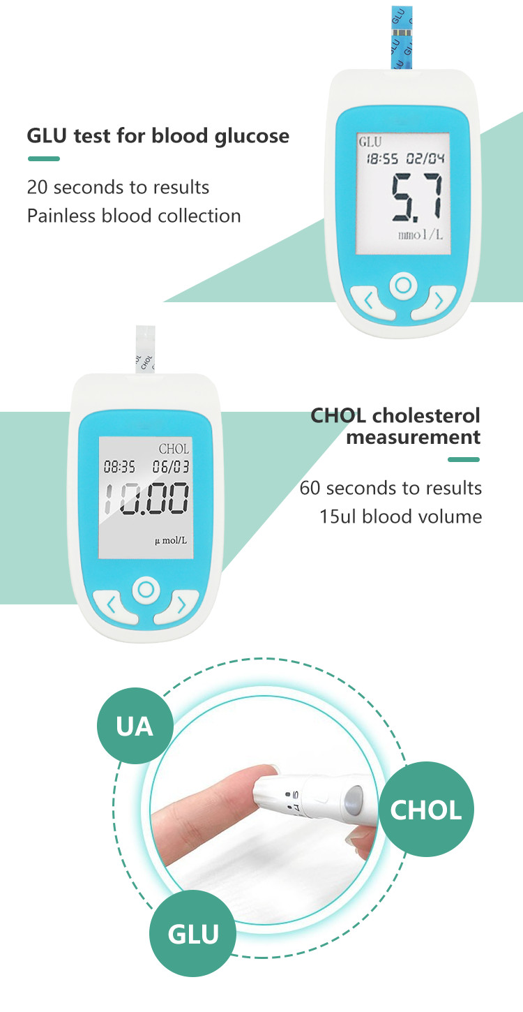 Uric Acid Home Glucose Monitors 60s Multifunction