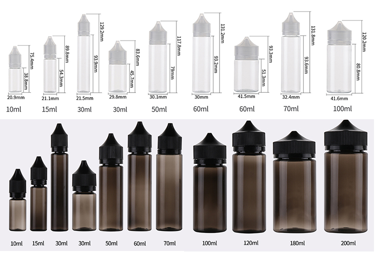 Pet Plastic 30ml E Cig Liquid Bottle With Child Tamper Proof Lid