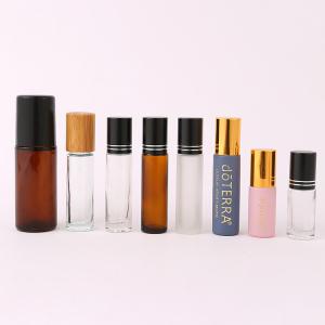 China Glass Perfume Roller Ball Bottles Bamboo Or Wooden Lid 5ml 10ml 15ml wholesale
