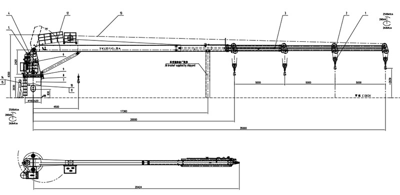Hydraulic Boom Marine Telescopic Crane For Dinghy Lifting