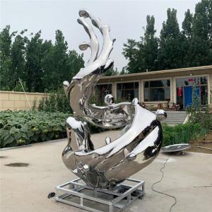 China Sea Wave Metal Abstract Outdoor Stainless Steel Sculpture Decorative 316L wholesale