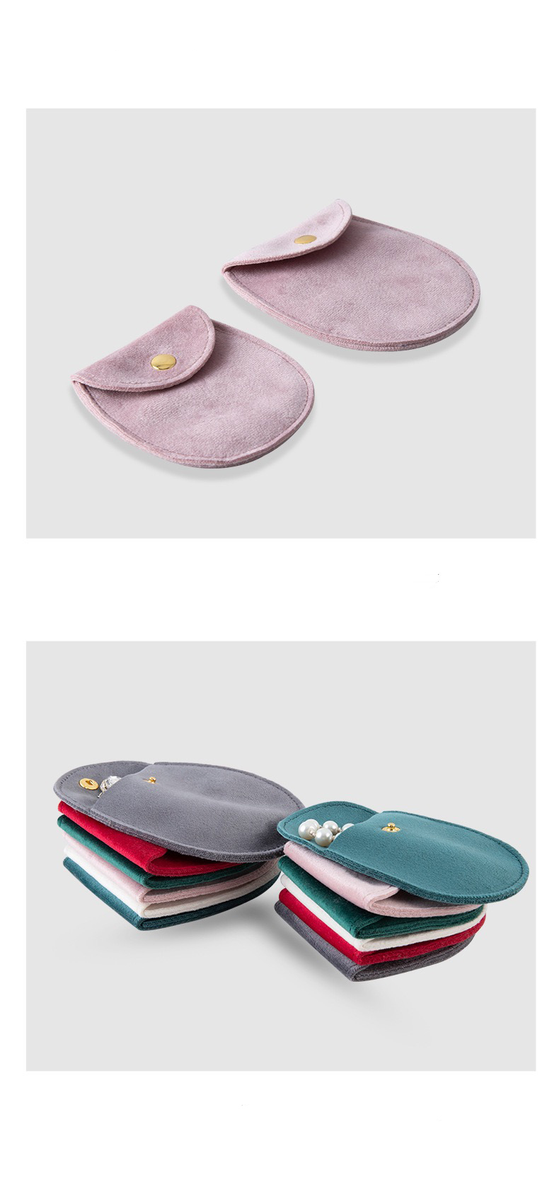 Velvet Button Oval Jewelry Storage Pouches Necklace Pouch Bag 80*85mm