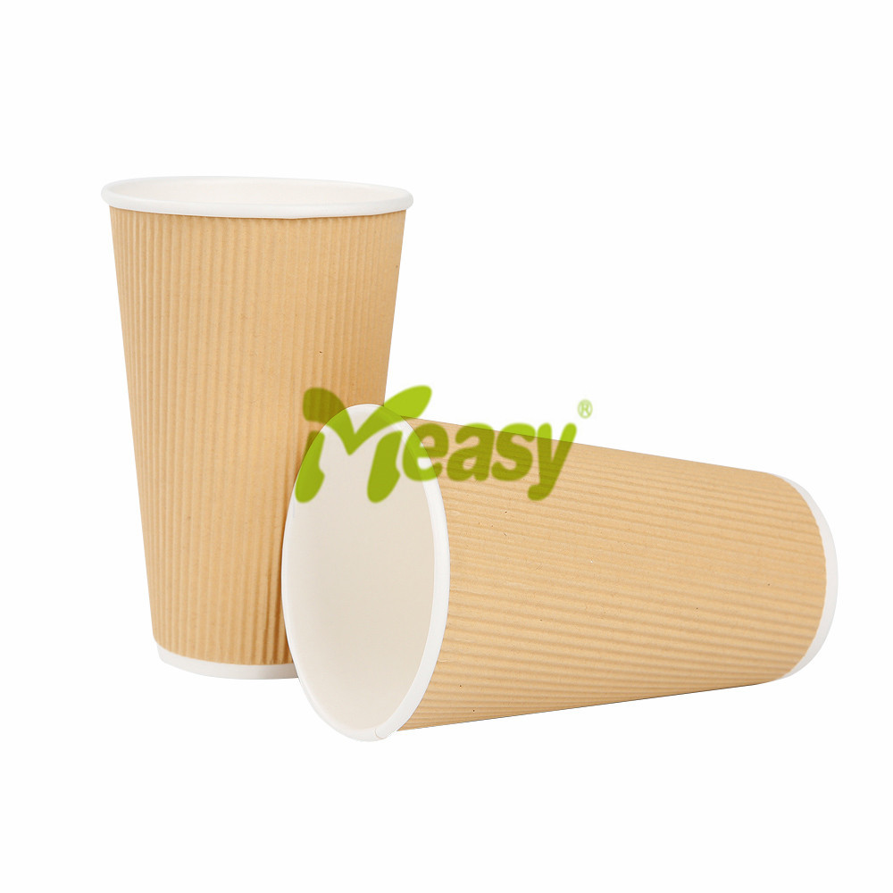 Large Capacity Ripple Paper Cups Skid-proof For Cappuccino / Latte
