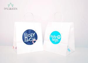 China White Paper Handled Takeaway Paper Bags Logo Printing For Daily Products wholesale
