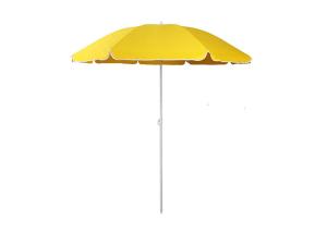 China Yellow Steel Windproof Beach Umbrella Double Needle Process With Flap wholesale