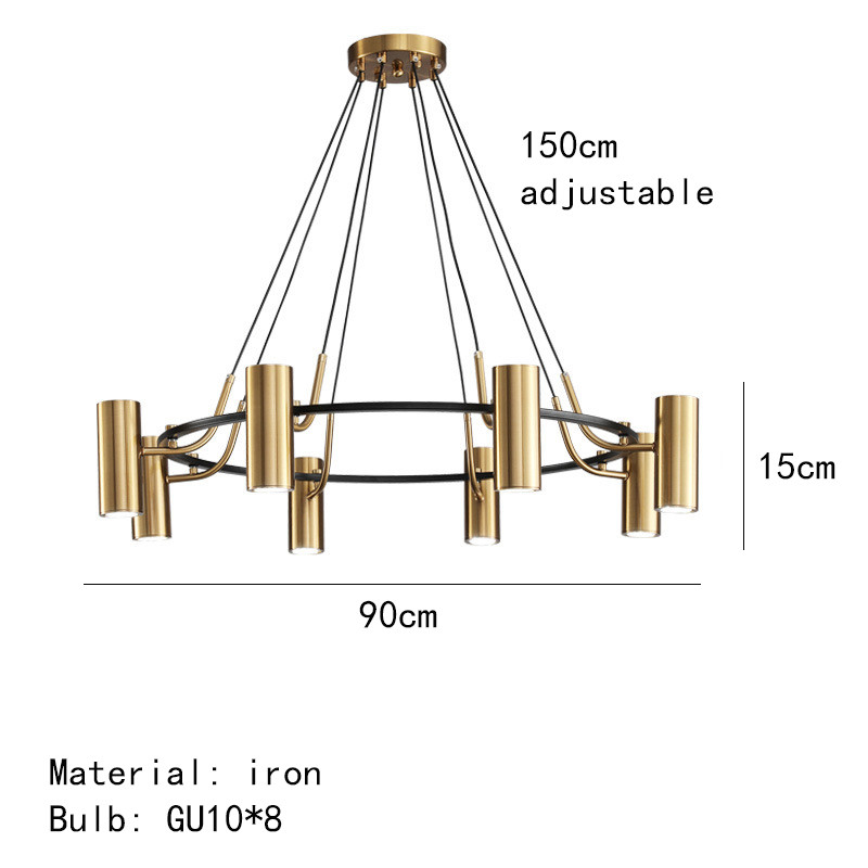Minimalist Chandeliers Gold LED Black Ring Living Room Dining Lighting circular pendant light(WH-AP-567)