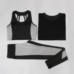 China CPG Global 2017 Spring Summer Pink Quick Dry 3 Pieces Set Stretched Bra Short Sleeves Sports Shirt with Yoga Pant T1025 wholesale