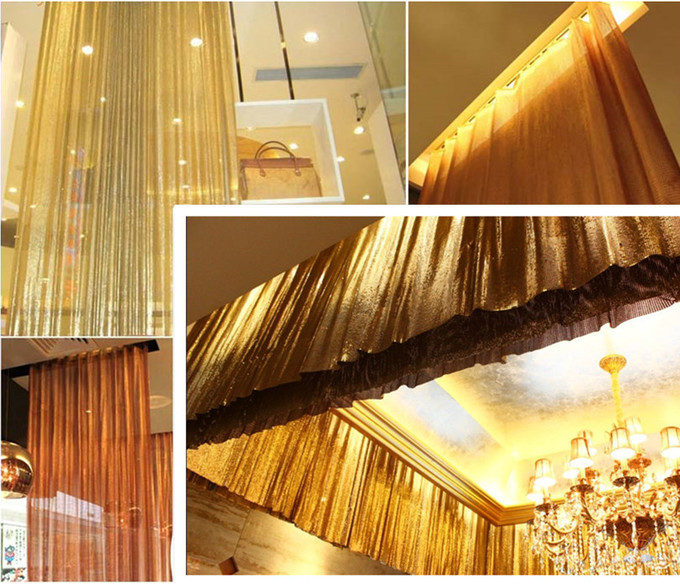 Sparkly 3x3mm Metal Flake Fabric In Gold As Partitions For Hotels Cafes Clubs