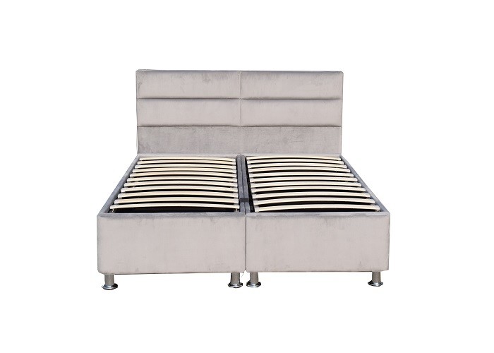Winged Upholstered Gas Lift Storage Bed Frame Tufted Velvet Fabric Headboard With Storage