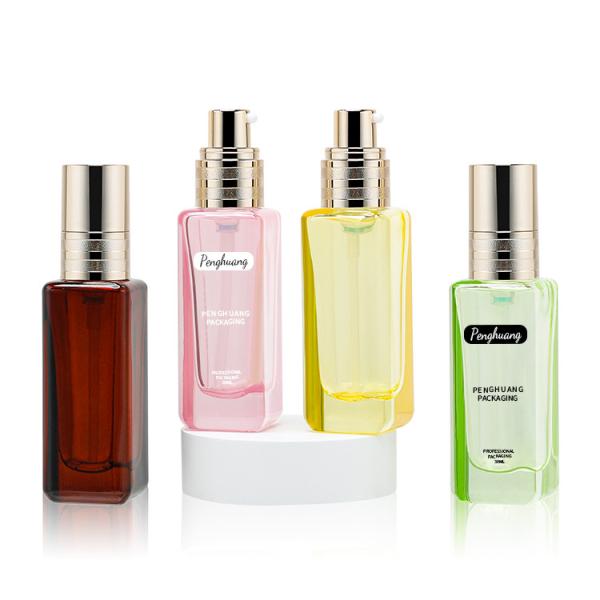 30ml Glass Lotion Pump Bottle Square Skin Care Cosmetic Serum Packaging