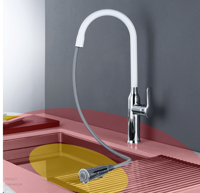 Colored All Copper Undercounter Pull Out Sink Faucet