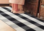 60*90 Cm Cotton And Linen Black And White Plaid Mat , Woven Outdoor Porch Mats