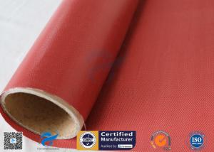 China Removable Insulation Jacket 0.45mm Red Color 510g Silicone Coated Fiberglass Fabric wholesale