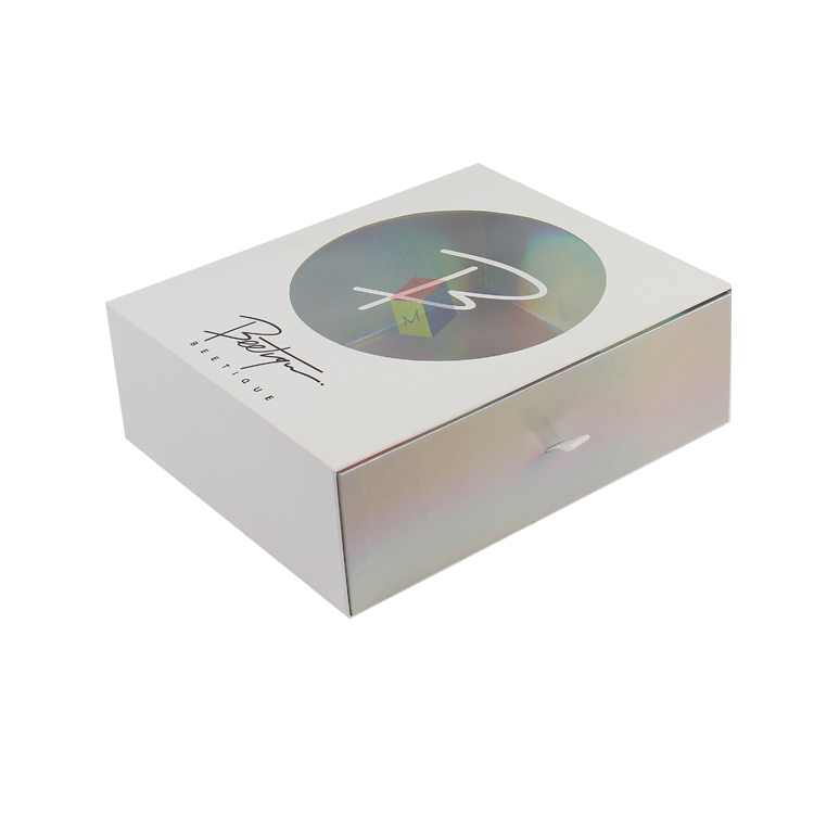 Custom Order Clear Window Rigid Cardboard Luxury Holographic Paper Gift Box for Cosmetics