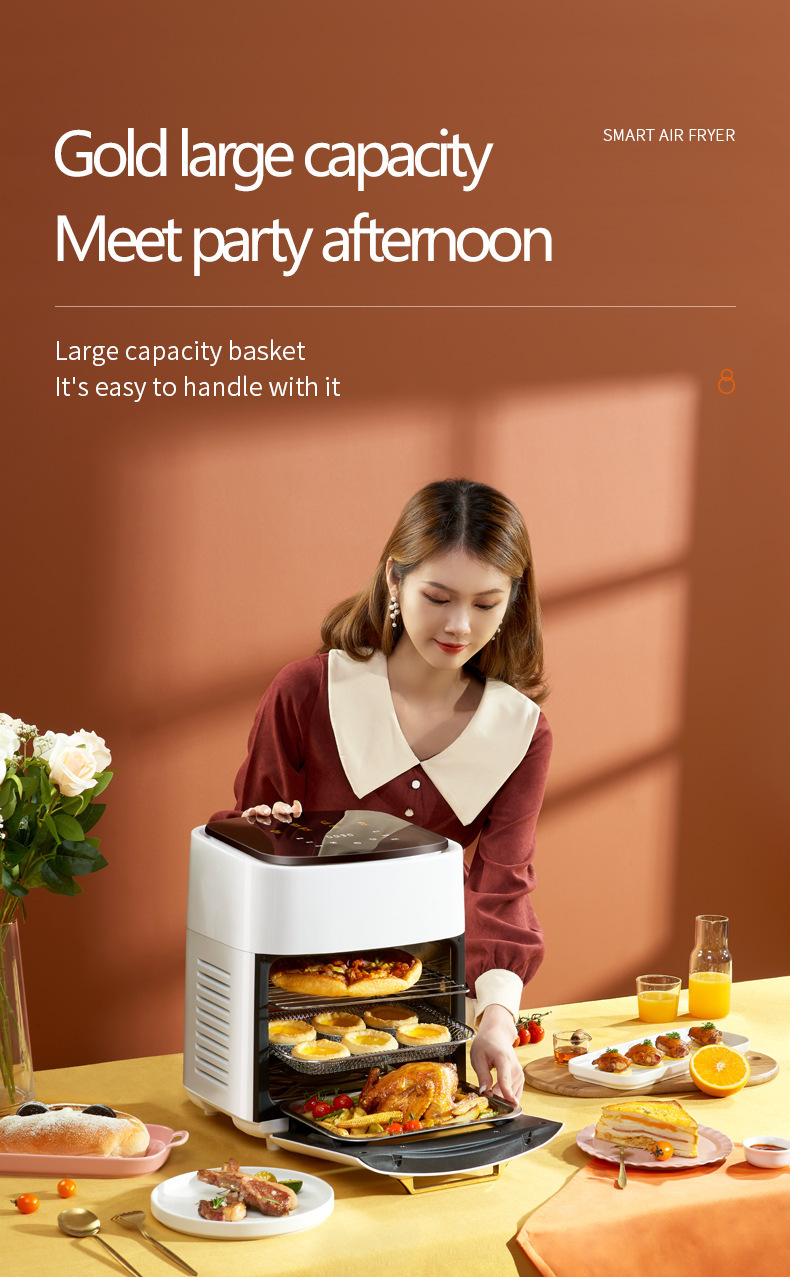 NO App-Controlled 1400W Stainless Steel Air Fryer Toaster Oven with Visible Window