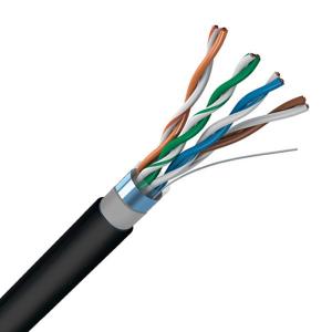 China Outdoor CAT5E FTP PE+PVC Cable 0.50mm Bare Copper Black Solid 1000ft wholesale