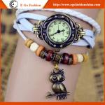 Owl Bird Pendant Watch Vintage Bracelet Watch Genuine Leather Watch Strap Quartz